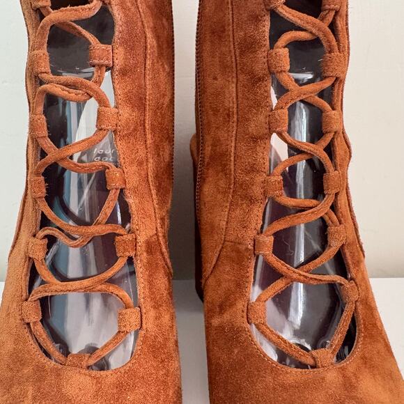 Laurence Dacade Couture Paris Suede LaceUp Bootie Block Heel - Picture 8 of 15